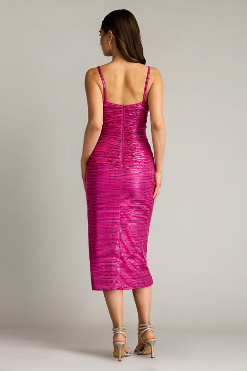 Abby Sequin Ruffle Midi Dress